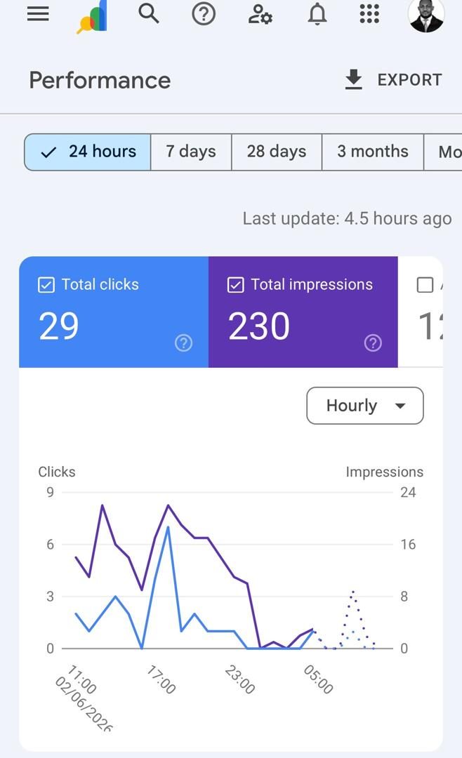Google Search Console 24-hour result