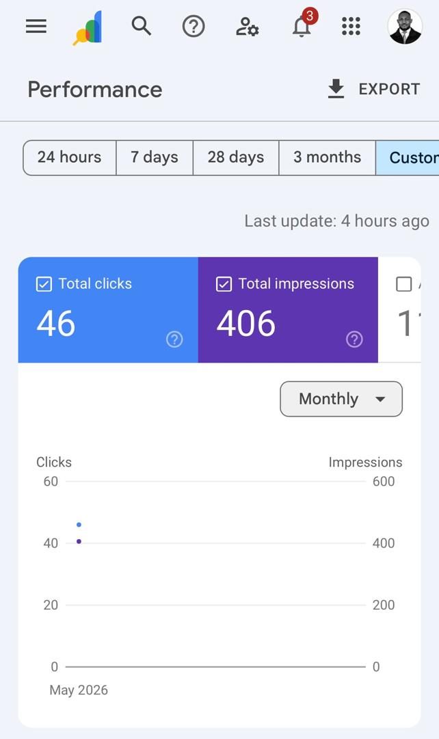 Google Search Console custom date result